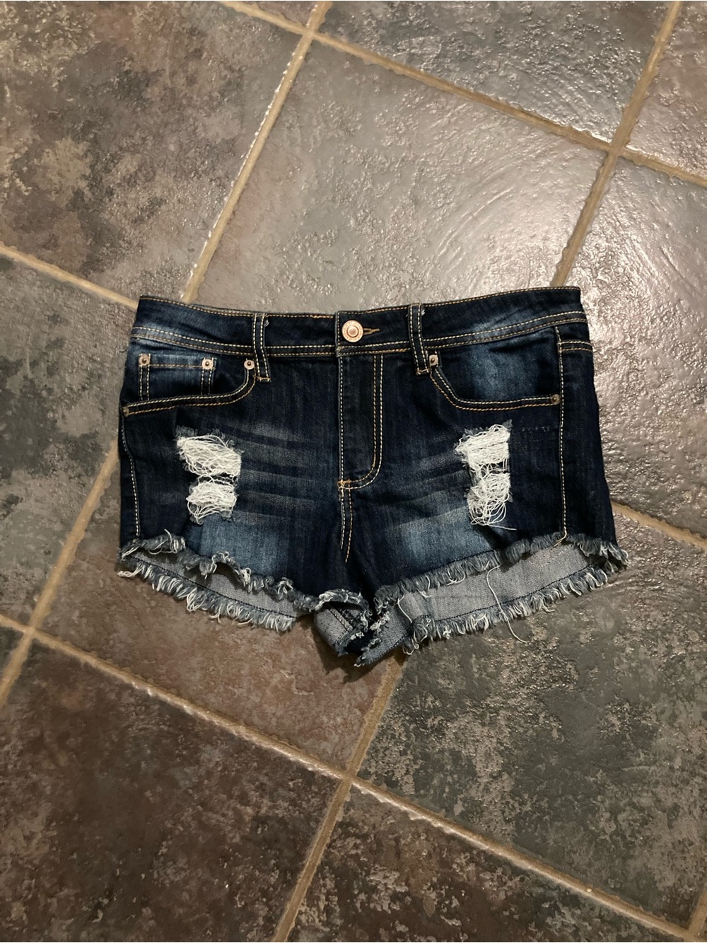 Rue21 Dark Blue Distressed Denim Cutoff Shorts Size 7/8